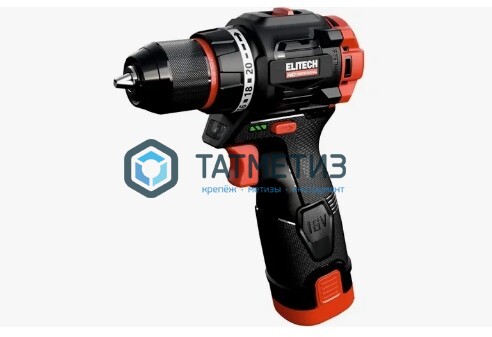 Дрель-шуруповерт 16 В, CD 16L2 бщет, 55 Нм, 2х2.0Ач, Li-ion, БЗП-10мм, кейс, ELITECH -  магазин «ТАТМЕТИЗ»