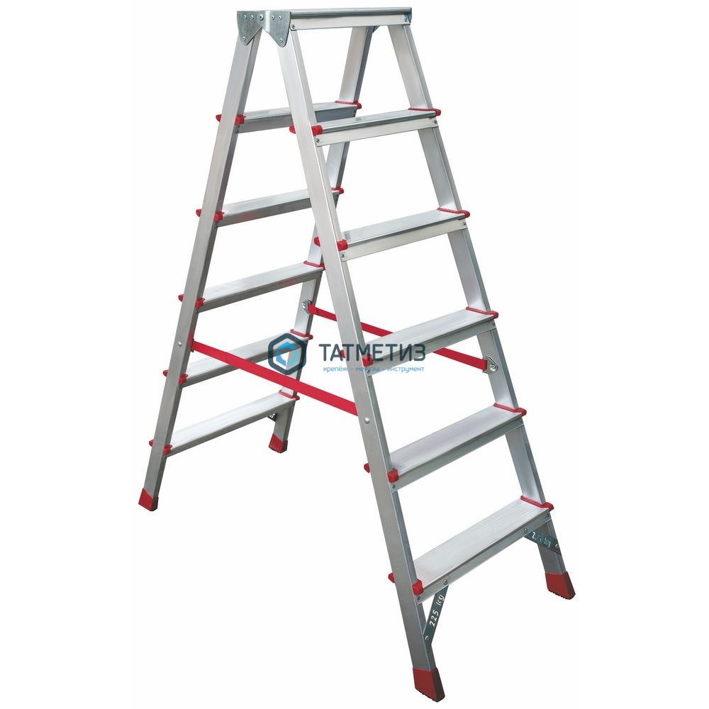 Стремянка 2-сторонняя алюм, ступень  80 мм, 2х6, NV -  магазин «ТАТМЕТИЗ»