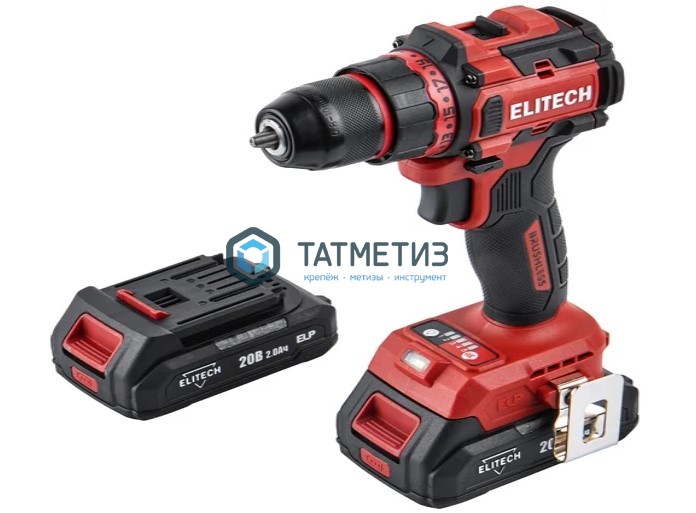 Дрель аккум, ELITECH  ДА 20БЛ2 б/щет 20 Вт, 2х2.0Ач, ELP, БЗП-10мм, 0-500/2000об/мин, 50Нм -  магазин «ТАТМЕТИЗ»
