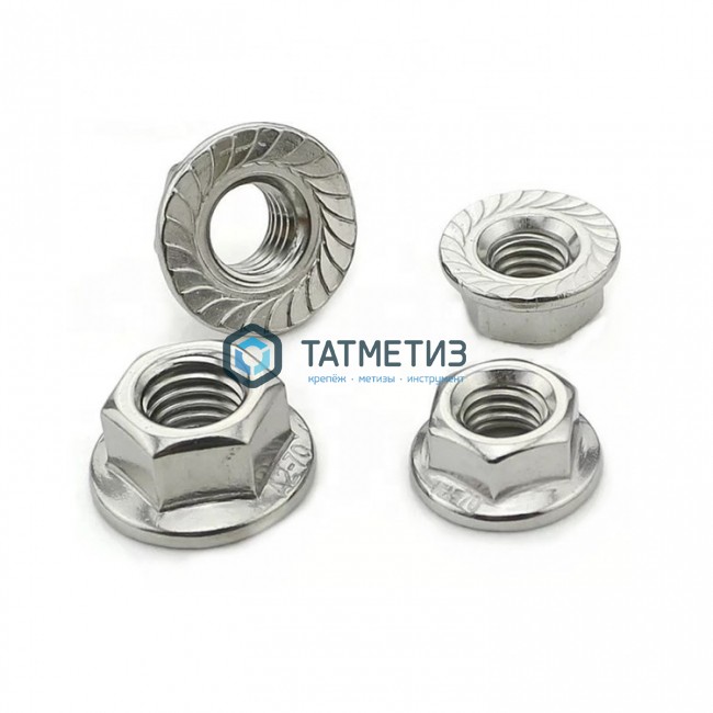 Гайка М10 DIN 6923 А2-70 с фланцем Гайка М10 DIN 6923 А2-70 с фланцем