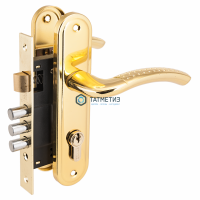 Замок врезной АЛЛЮР с ручкой 132/3-61А/1232 GP латунь -  магазин крепежа «ТАТМЕТИЗ»