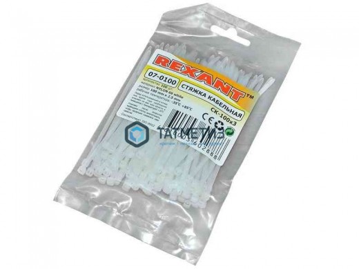 Хомут-стяжка нейлон  100 х 2,5  (100 шт/уп)  REXANT -  магазин крепежа «ТАТМЕТИЗ»