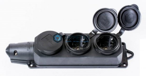 Колодка удлинителя 3-м с/з каучук с заглушками 16А 250В IP44 (еврослот) UNIVersal 602230 -  магазин крепежа «ТАТМЕТИЗ»