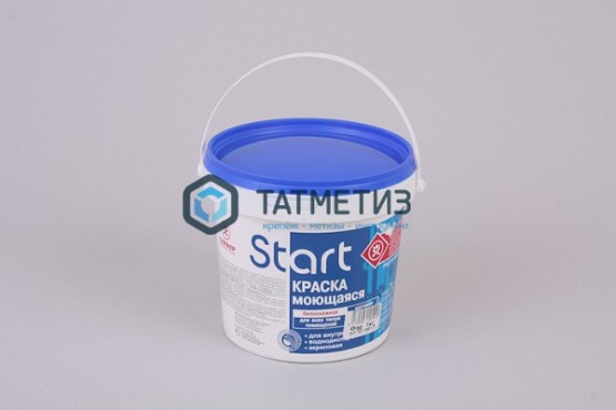 Краска ВД СТАРТ моющаяся белоснежная 1 кг-./9 | «ТАТМЕТИЗ» Краска ВД СТАРТ моющаяся белоснежная 1 кг-./9 - магазин крепежа «ТАТМЕТИЗ»