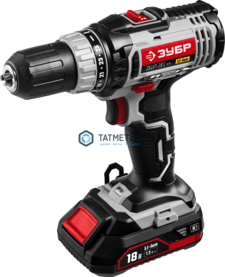 Дрель-шуруповерт, 18.0 В, 1,3 А/ч, Li-Ion, 2-х скор., 13мм, 0-400/0-1400об/мин, 2 АКБ, БЗУ, ЗУБР -  магазин крепежа «ТАТМЕТИЗ»