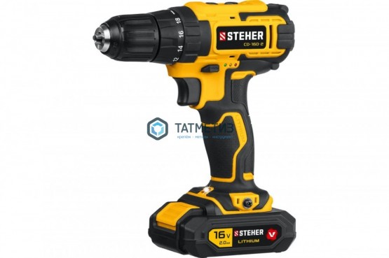 Дрель-шуруповерт 16 В, STEHER, 2 АКБ (2Ач), в кейсе -  магазин крепежа «ТАТМЕТИЗ»
