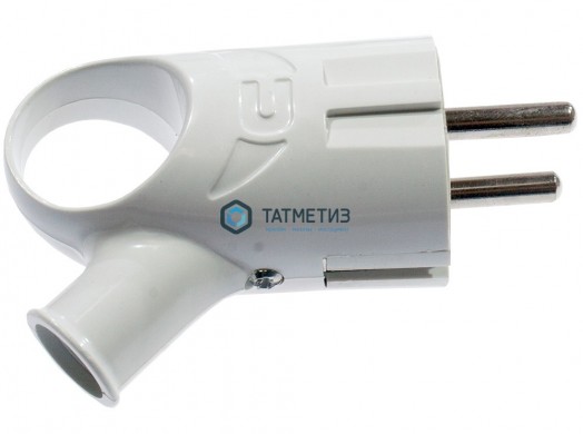 Эл.вилка угловая с/з белая с ушком 16А 250В UNIVersal А112 | «ТАТМЕТИЗ» Эл.вилка угловая с/з белая с ушком 16А 250В UNIVersal А112 - магазин крепежа «ТАТМЕТИЗ»