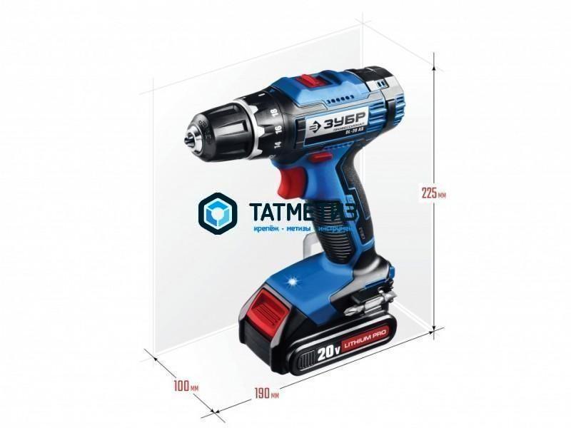 Дрель-шуруповерт DL-20 , 2 АКБ, в кейсе, ЗУБР Профессионал Дрель-шуруповерт DL-20 , 2 АКБ, в кейсе, ЗУБР Профессионал