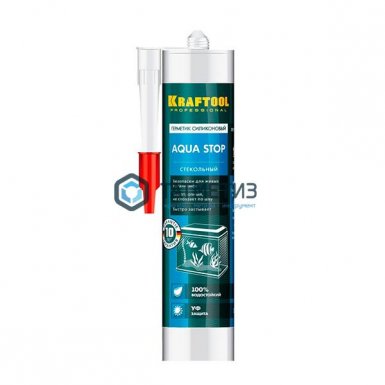 Герметик KRAFTOOL KRAFTSeal GX107 "AQUA STOP" силиконовый стекольный, ПРОЗРАЧНЫЙ, 300мл -  магазин крепежа «ТАТМЕТИЗ»