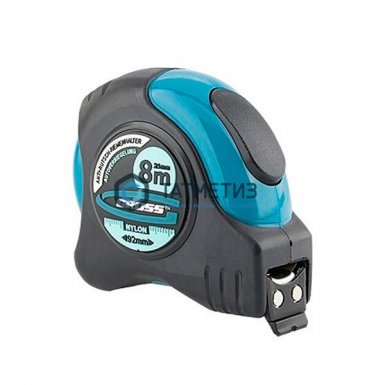 Рулетка "Schlagfest", 8 м x 25 мм, магн. обрезиненный зацеп, двухст. шкала, нейлоновое покр.// GROSS -  магазин «ТАТМЕТИЗ»