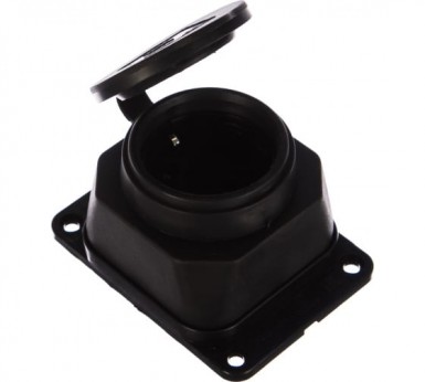 Розетка 1-м Омега РБ13-1-0м с з каучук, с защ.крышкой, настен, IP44, черн. ИЭК PKR11-016-2-K02 -  магазин крепежа «ТАТМЕТИЗ»