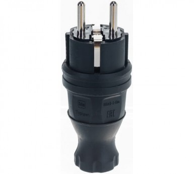 Эл.вилка прямая с/з каучук ОМЕГА IP44 ВБп3-1-0м IEK -  магазин крепежа «ТАТМЕТИЗ»