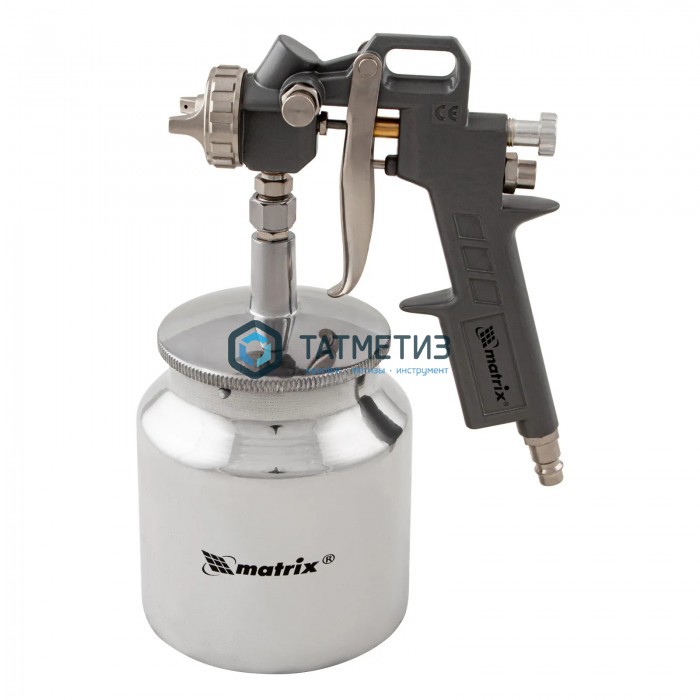Краскораспылитель пневмат. с нижним бачком V=0,75 л, сопла диаметром 1.2, 1.5 и 1.8 мм// Matrix Краскораспылитель пневмат. с нижним бачком V=0,75 л, сопла диаметром 1.2, 1.5 и 1.8 мм// Matrix