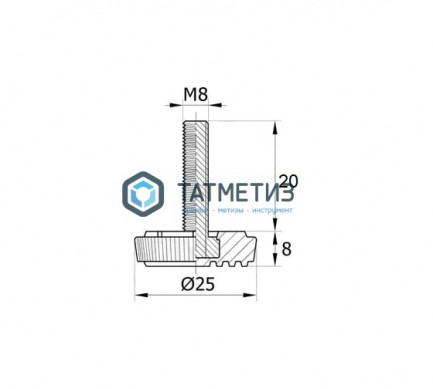 Опора резьбовая регулируемая D25, М8 х 20 мм -  магазин крепежа «ТАТМЕТИЗ»
