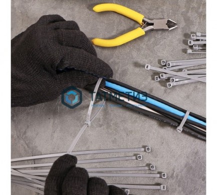 Хомут-стяжка нейлон  250 х 3,6  (100 шт/уп)  REXANT серый -  магазин крепежа «ТАТМЕТИЗ»