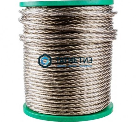 Трос стальной оц. 8 мм DIN 3055 ( 110 м/бух) КТ | «ТАТМЕТИЗ» Трос стальной оц. 8 мм DIN 3055 ( 110 м/бух) КТ - магазин крепежа «ТАТМЕТИЗ»